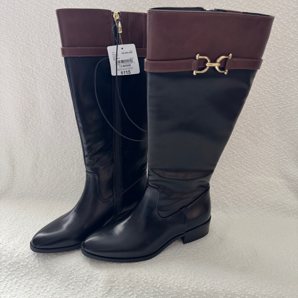 Liz Claiborne Womens Faron Stacked Heel Riding Boots Size 7.5 M New NO Box